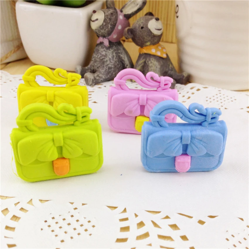 1PC Cartoon Mini Assorted Handbag Shape Eraser Pencil Erasers for Kids Girls Toy Eraser for Birthday Party Supplies Favors