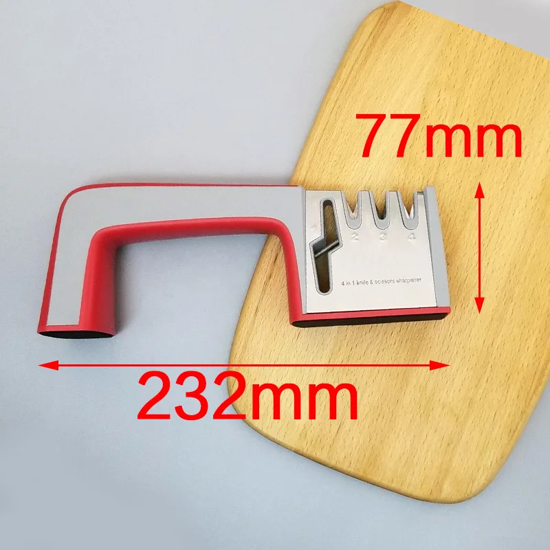 [ВИДЕО] 1 шт. профессиональная точилка для ножей, керамический камень для заточки ножей, Вольфрамовая сталь, алмазная точилка, кухонные инструменты - Цвет: 4 funtions red