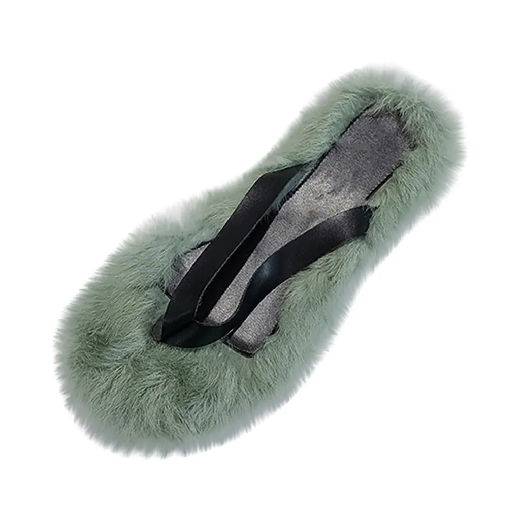 

SAGACE New Fashion Slippers Women Solid Flat Flip Flops Sandals Round Toe Casual Shoes Women Breathable fluffy slippers Party