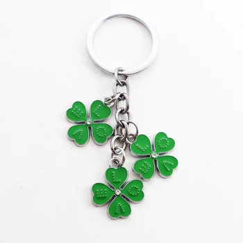 

FREE SHIPPING BY DHL 100pcs/lot 2020 New Metal Lover Keychains Four Leaf Clover Keychains Lucky Leaf Keyrings Gifts