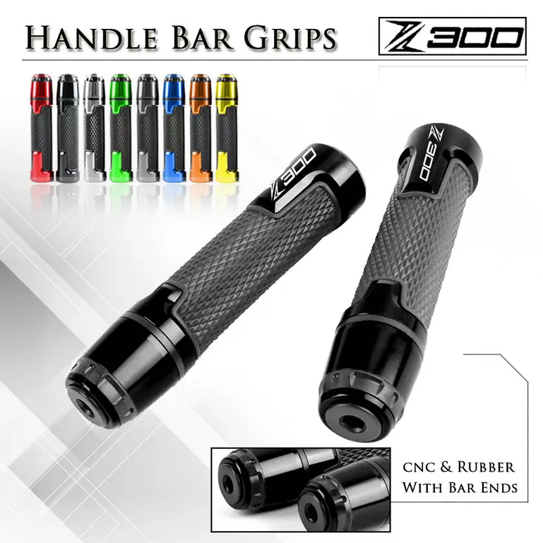 7/8'' Motorcycle Accessories Aluminum CNC Rubber Gel Handlebar End Plug Hand Grips Handle Bar For KAWASAKI NINJA 300 EX-300 Z300