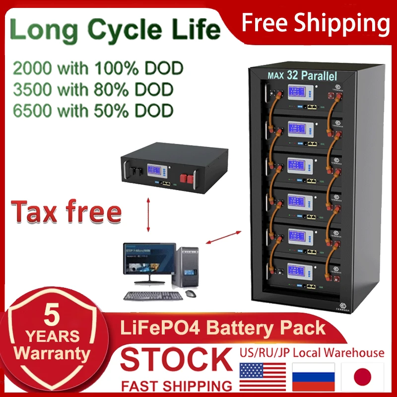 48V 100Ah LiFePO4 Battery Pack Lithium Ion Battery 5Kw High Power Support 32 Parallel For Home Storage/RV/Golf Cart/UPS No Tax - ANKUX Tech Co., Ltd