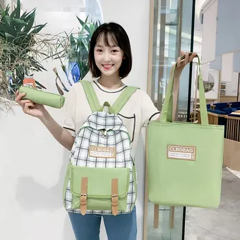 

3 Piece Set Backpack Casual School Bag For Teenage Girls Large Capacity Rucksack Anti Theft Bagpack Mochilas Female