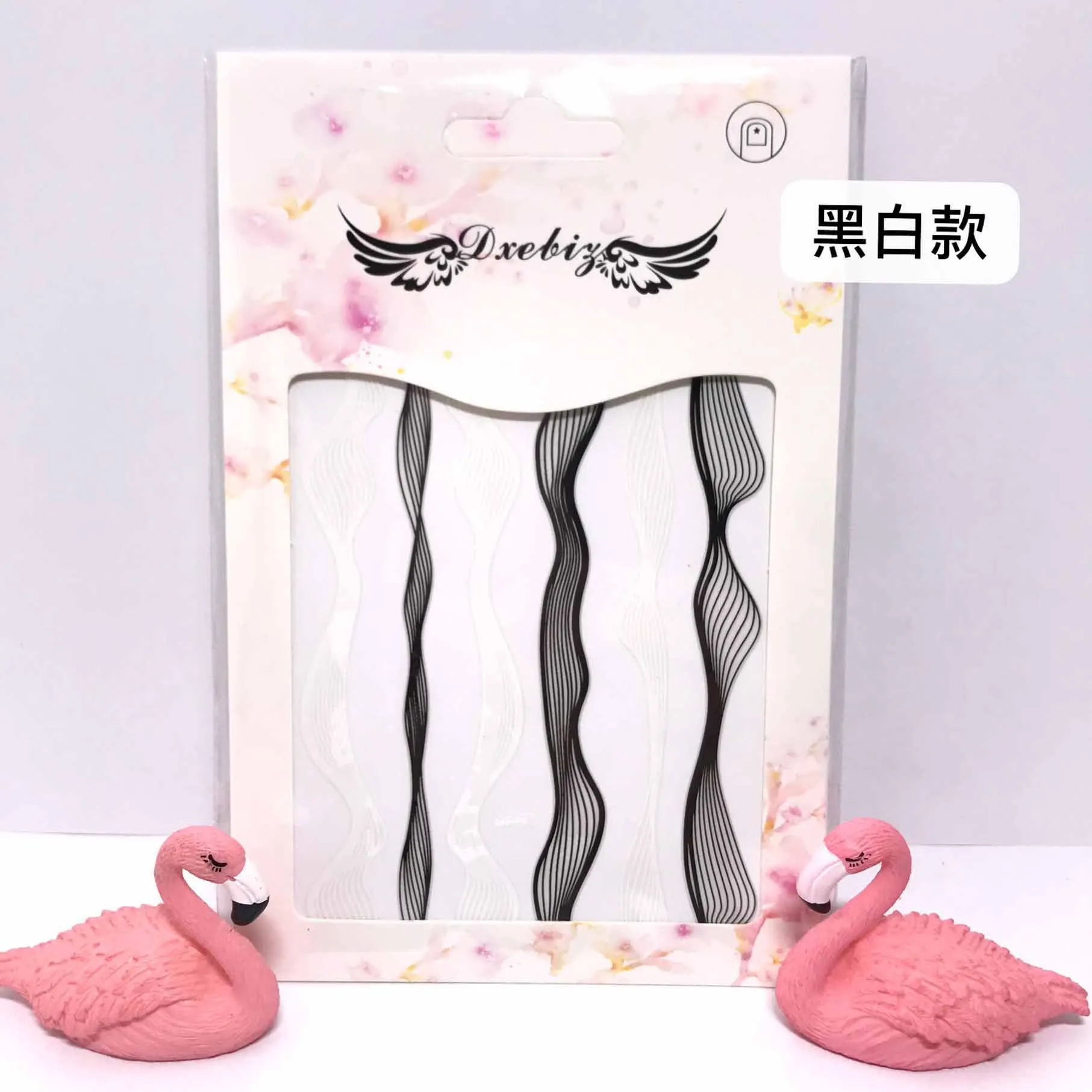 white black DIY Line-1 3D наклейки для ногтей самоклеющиеся наклейки для творчества наклейки для маникюра наклейки для ногтей маникюр-наклейки для ногтей DIY художественная наклейка - Цвет: white black