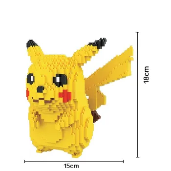 

HC 9009 1650pcs Pikachu Yellow Mosue 3D Model DIY Mini Diamond Building Small Blocks Bricks Assembly Toy no Box