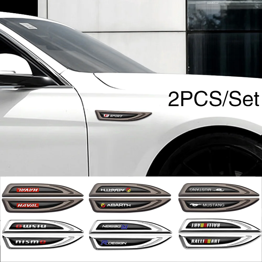 Automotive 2Pcs Car Body Emblems Fender Stickers Side Badge Decals