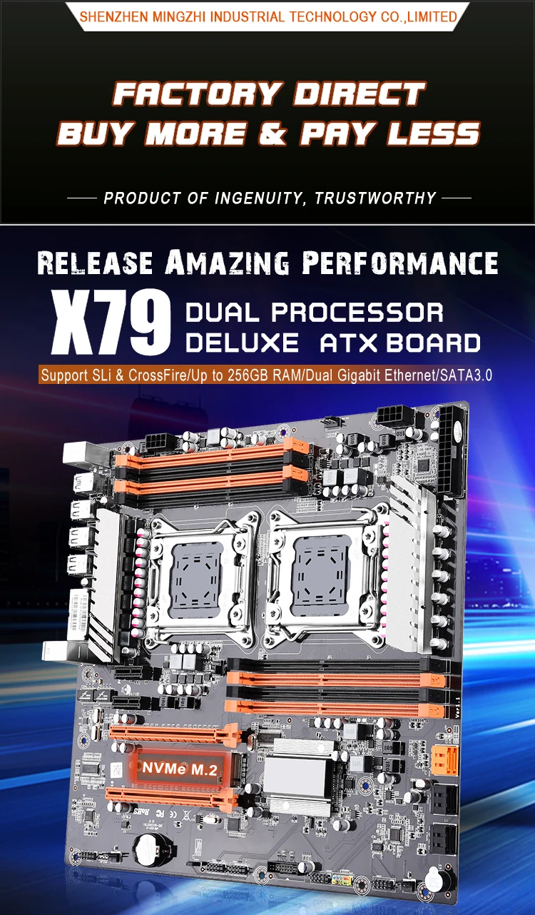 Двухканальная Серверная материнская плата X79 с процессором Intel X79 LGA 2011 3-way PCIE 3,0x16 с поддержкой четырехканальной оперативной памяти 256 ГБ