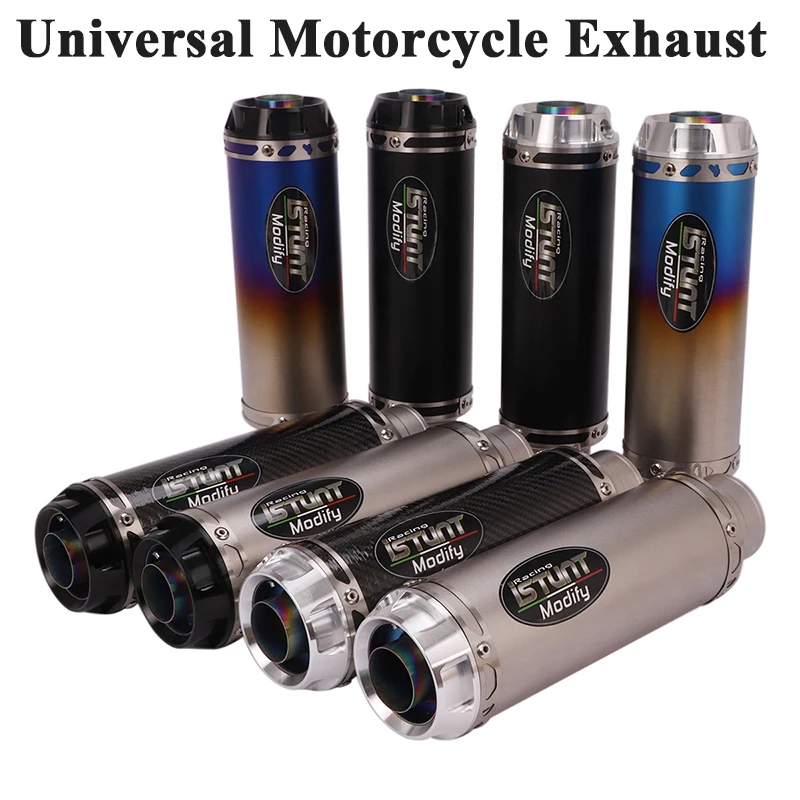 Universal 60Mm Motorcycle Exhaust Escape Modified Carbon Fiber Muffler Db Killer For Ninja 250 Mt-03 R1 Cbr250 Gsxr150 Dirt Bike