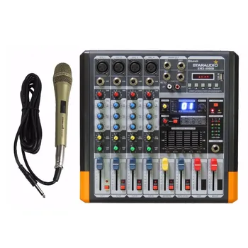 

STARAUDIO 4CH 2000W PA DJ Stage Amplifier Powered MP3 BT USB SD 16 DSP Mixer Mixing Console Wired Handheld Microphone SMX-4000B