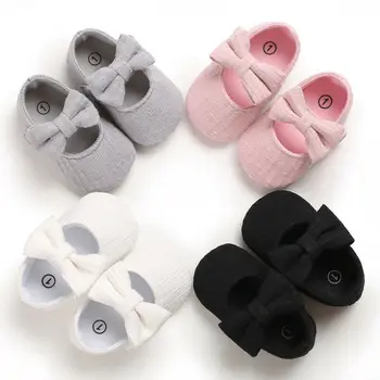 

Baby First Walkers Clothing Baby Shoes Newborn Infant Pram Girls Princess Moccasins Bowknot Solid Soft Shoes