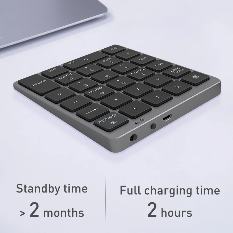 Teclado numérico Bluetooth portátil de aleación de aluminio, cubierta de teclado inalámbrico para Ipad, Android, Windows, teléfono, tableta Mackbook - Imagen 3