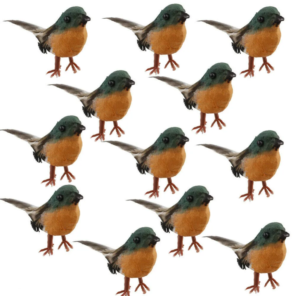Robin Bird Christmas Tree Decor Craft Artificial Feather Fake Foam Birds Miniature Crafts Garden Ornament Home Decoration | Дом и сад
