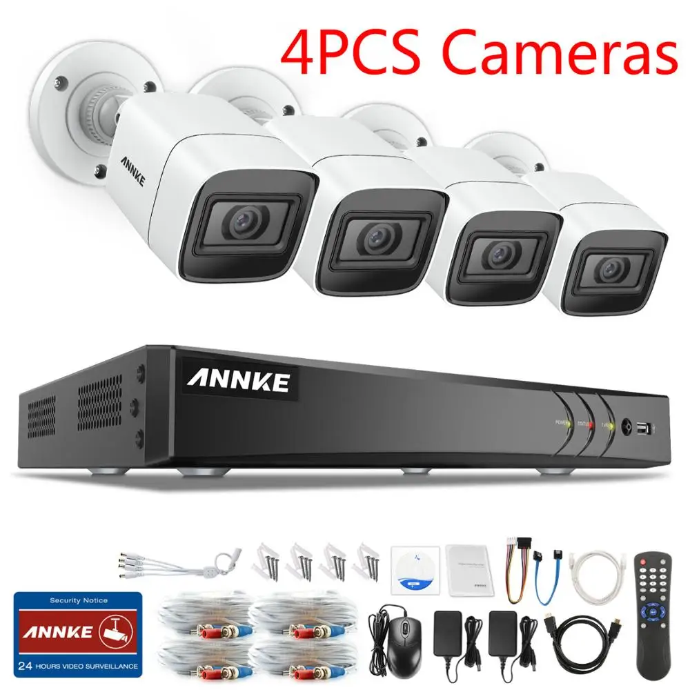 ANNKE 4K HD ультра прозрачная 8CH видеонаблюдения Системы 5in1 H.265 DVR с 4X8X8 Мп открытый Водонепроницаемый Камера системы видеонаблюдения - Цвет: 4PCS Cameras