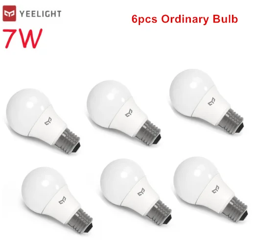 6Pcs 7W Ordinary Комплект Xiaomi Smart/Обычный белый светодиодный E27 лампы светильник приложение Wi-Fi пульт для группы Управление 3000 k-5700 k 6,5 W 450lm 220-240V 50/60Hz - Цвет: 6Pcs 7W Ordinary