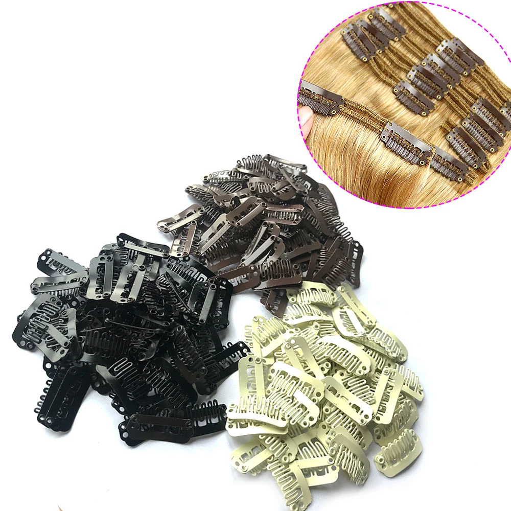 

50pcs Hair Extension Clips 2.3cm Wig Clips Snap For Human Hair Extensions/Weaving Extensions Professional Salon Accessories