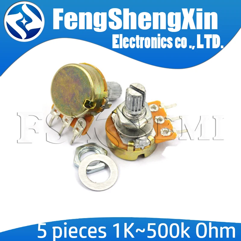 5sets WH148 B1K B2K B5K B10K B20K B50K B100K B250K B500K B1M 3pin 15mm 1K 2K 5K 10K 20K 50K 100K 500K 1M for Arduino +AG2 cap