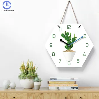 

Green Leaf Plant Wall Clock Nordic Silent Watches Living Room Decorative Personality Quartz Modern Design Ornament With Rope