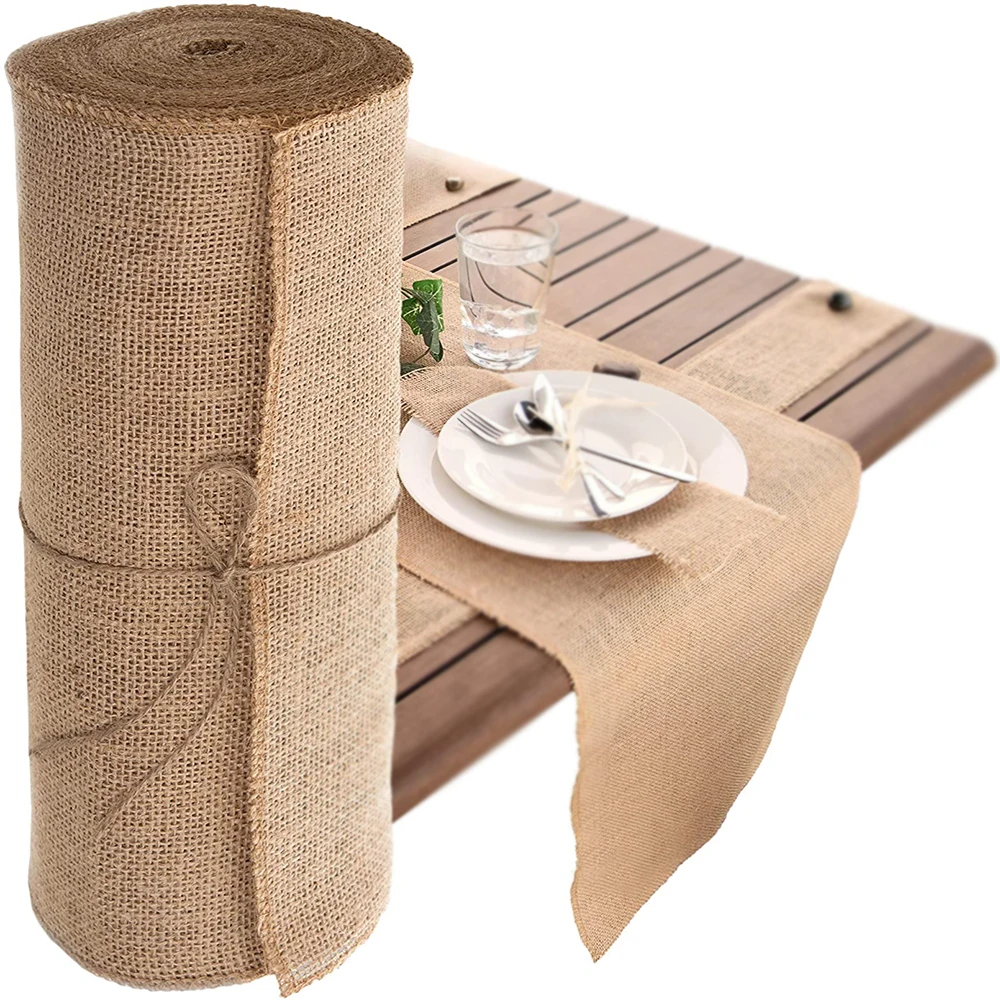 

Rustic Burlap Hessian Table Runner Natural Jute Vintage For Wedding Party Banquet Home Hotel Christmas Wedding Table Decoration
