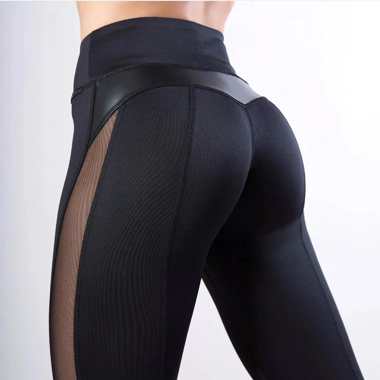 

2020 New Fashion Sexy Black Fitness Leggings Women's Gym Yoga Running Sports Pants Workout Patchwork Trousers