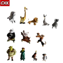 DSN Shrek 12 шт./компл. панда игрушки с героями мультфильма Мадагаскар ПВХ Фигурки Фильмы ТВ плюшевые игрушки детские игрушки подарки для детей рождественские подарки