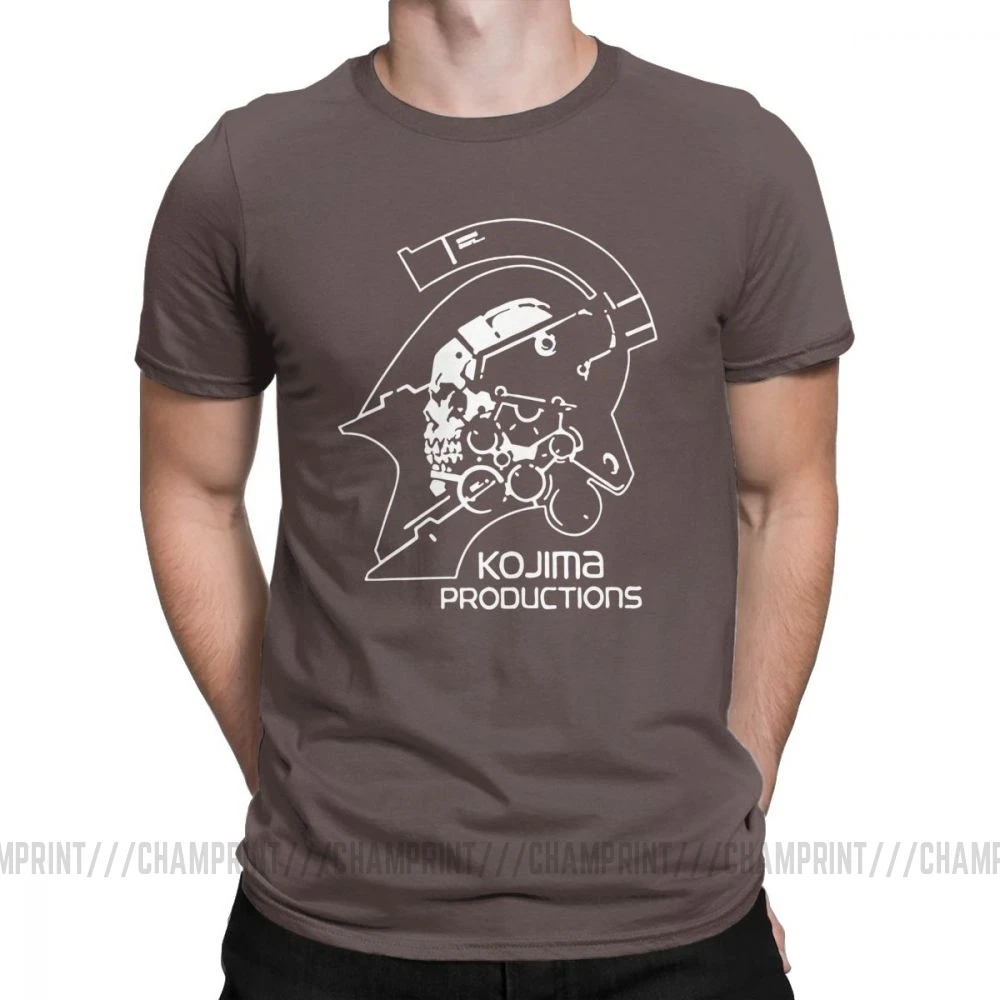 Коричневый Мужские футболки с металлическим зубчатым механизмом Kojima Products, MGS Hideo Kojima, хлопковые топы с коротким рукавом, футболки с принтом - Цвет: Коричневый