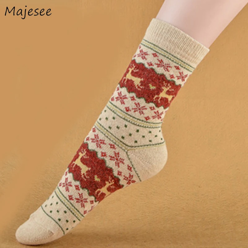 Женские носки с принтом Kawaii в японском стиле, зимняя теплая Высококачественная толстовка, мягкие женские носки, повседневные эластичные
