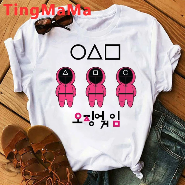 Korean TV Squid Game T Shirt Men Kawaii Cartoon Summer Tops 456 Graphic Tees Unisex Harajuku Fashion Korean Style T-shirt Male 69261