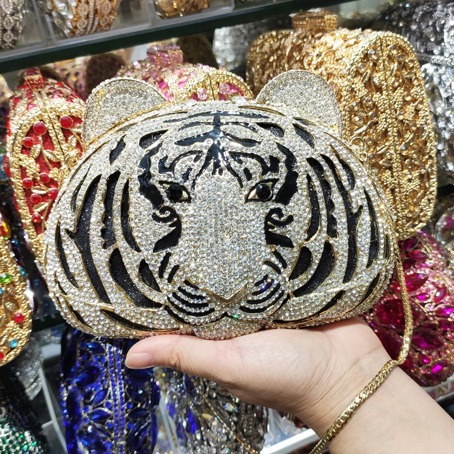Prom Tiger Design Animal Crystal Clutch Purse Boutique Prom pochette