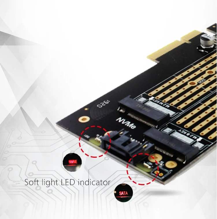 PCIE к M.2 SATA+ NVME карта расширения с двойным диском M.2 Накопитель SSD с протоколом NVME NGFF к PCI Express X4 карта адаптера M Key plus B ключ двойной интерфейс карты