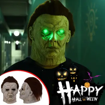 

Horror Michael Myers LED Halloween Kills Mask Cosplay Scary Killer Full Face Latex Helmet Halloween Party Costume Props