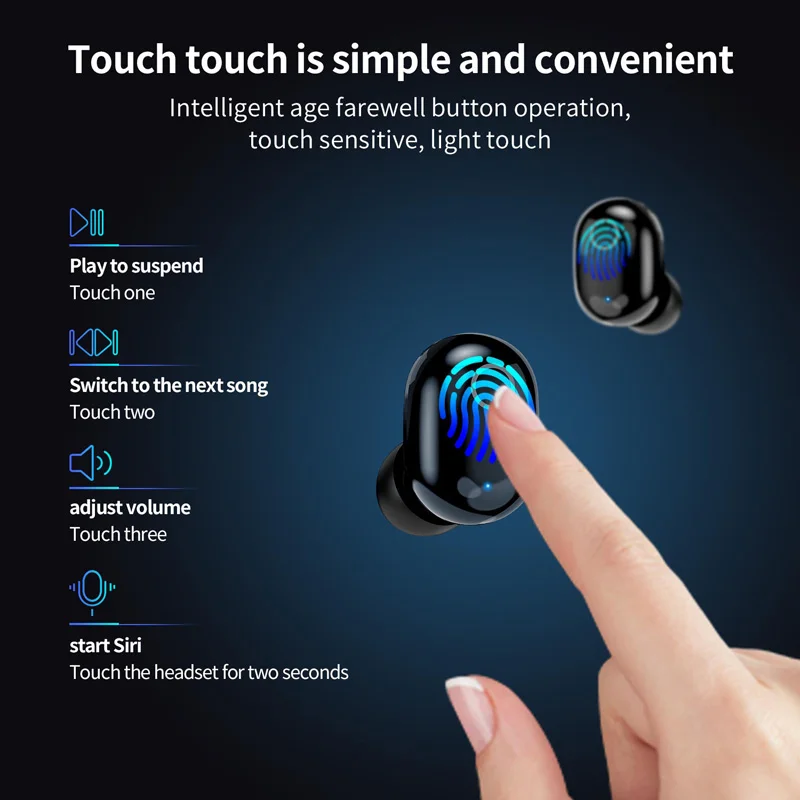 YTOM Touch Key Mini True Wireless bluetooth Earphone Headphones Super bass TWS Earbuds sport headset with HD mic for smartphone