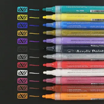 

4/8/12/15/24/36 Colors Acrylic Paint Marker Pen Detailed Marking for DIY Album Glass Ceramic Rock Wood Canvas