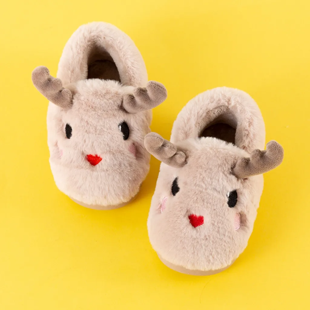 Детская обувь Witner, хлопковые тапки обувь для малышей, для малышей, с милым рисунком, теплые Нескользящие домашние тапочки для малышей