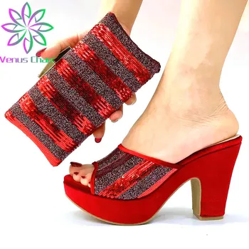 

Women Wedding Shoes Red Color Dress Shoes Pointed Toe Woman High heels Glitter Pumps Transparent Shoes with Spring