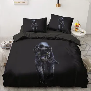 

3D Bedding Sets Leopard Black Custom Duvet Quilt Cover Set Comforter Bed Linen Pillowcase King Queen Full 265*230 Home Texitle