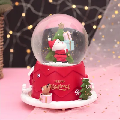 Повернуть большой Санта Клаус снежный шар Стекло музыкальная шкатулка в виде хрустального шара ремесла домашнего украшения Аксессуары Рождественский подарок для друга