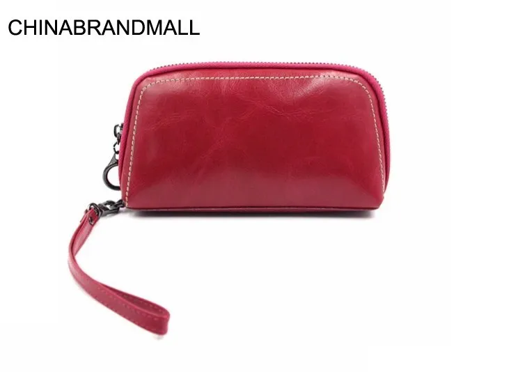 

vintage solid wax leather waist purse for women high quality