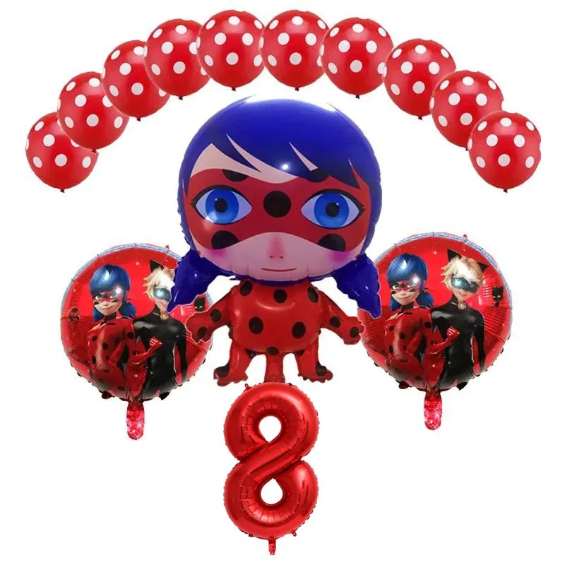 Balloons-38-14pcs 6 шт./компл. из мультфильма, популярная яркая детская одежда с рисунком "Божья коровка" Фольга воздушные шары День рождения украшения божья коровка гелиевый Майларовый и 32 дюймов шара с цифрой - Цвет: Balloons-38-14pcs