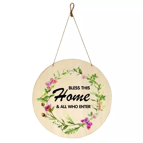 2021 Wooden Welcome Sign House Number European Retro Pendant Easily Round Door Hanging Double-sided Garden Plaque Home Art Decor Pattern Door Hanging