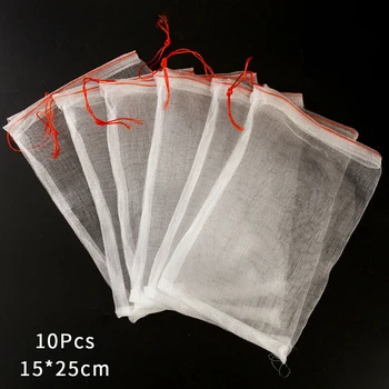 

10pcs Pest Control Agriculture Drawstring Home Kitchen Washable Garden Fruit Mesh Bag Anti Bird Plants Protection Reusable