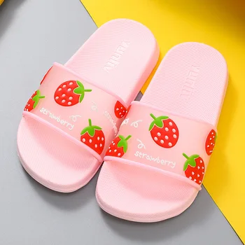 

2020 Children's Slippers Female Summer Cartoon Fruit Strawberry Baby Big Children Wear Non-Slip Home Girl's Slipper Bathroom