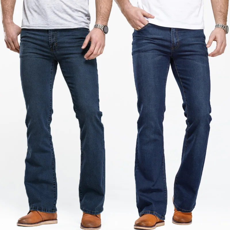 Jeans Boot-Cut Slim-Fit Flared Stretch Designer Mens Denim Famous-Brand Blue Male Fabric