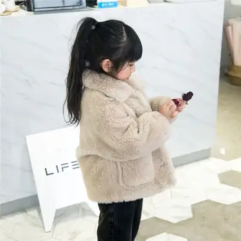 

2019 New Autumn Winter Kids Girl Boys Faux Sheep Shearing Fur Coat Children Girls Plus Velvet Warm Thick Jacket Outerwear N49