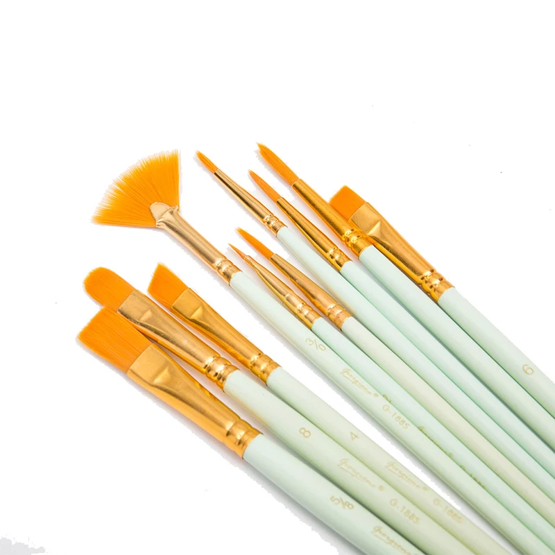 

Bird language series 10 sticks gouache watercolor brush nylon hair propylene oil paint brush set school educational supplies