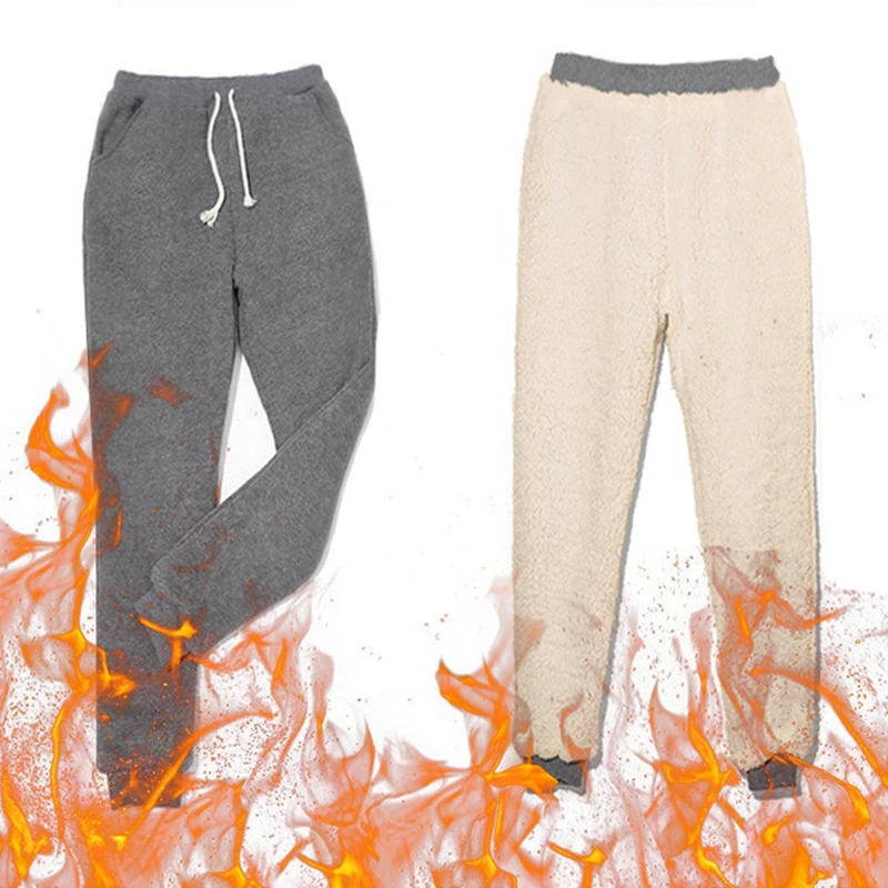

2020 Winter Warm Velvet Sweatpants Women Solid Drawstring Elastic Waist Pants Thick Joggers Plus Size Soft Lined Fleece Trousers