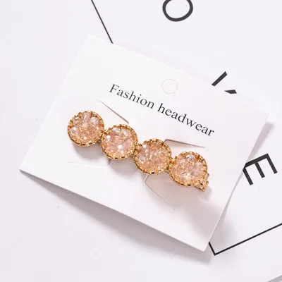 Pink 1 шт., модные корейские хрустальные стразы, заколки для волос для девочек, заколки для волос, геометрические круглые заколки для волос, женские заколки, аксессуары для волос - Цвет: Pink