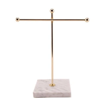 

Nordic Metal Golden Storage Rack with Marble Base Chic Ins Modern Jewelry Ring Necklace Earring Display Rack Holder Desk Decor S