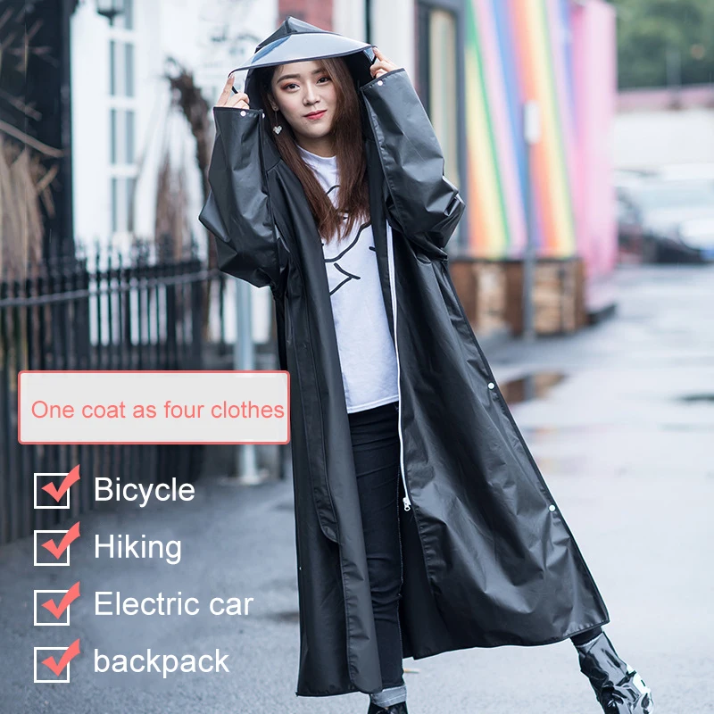 Новая мода EVA Rainfreem непроницаемый плащ с большой шляпой рюкзак многофункциональный водонепроницаемый сплошной цвет плащ длинный дождевик парка