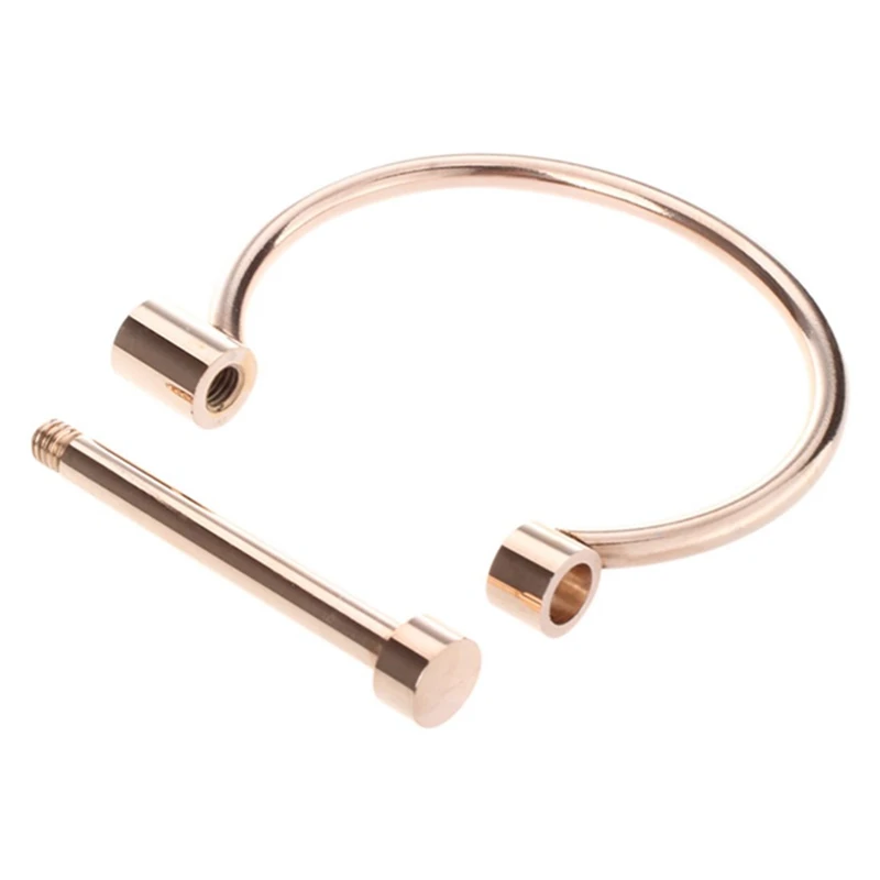 2 Pcs Fashion Shackle Screw Cuff Bracelet Stainless Steel Bracelets& Bangles Rose Gold& Silver