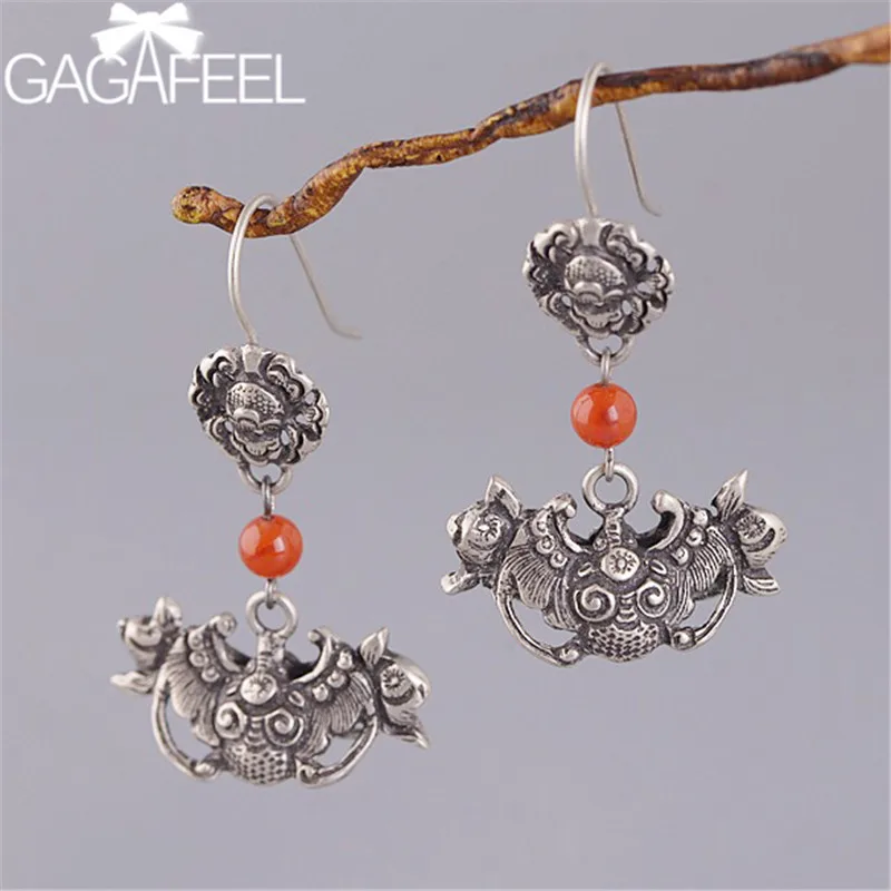 

GAGAFEEL Cute Bat Animal Earrings 925 Sterling Silver Earrings for Women Luxury Semi-precious Stone Jewelry brincos